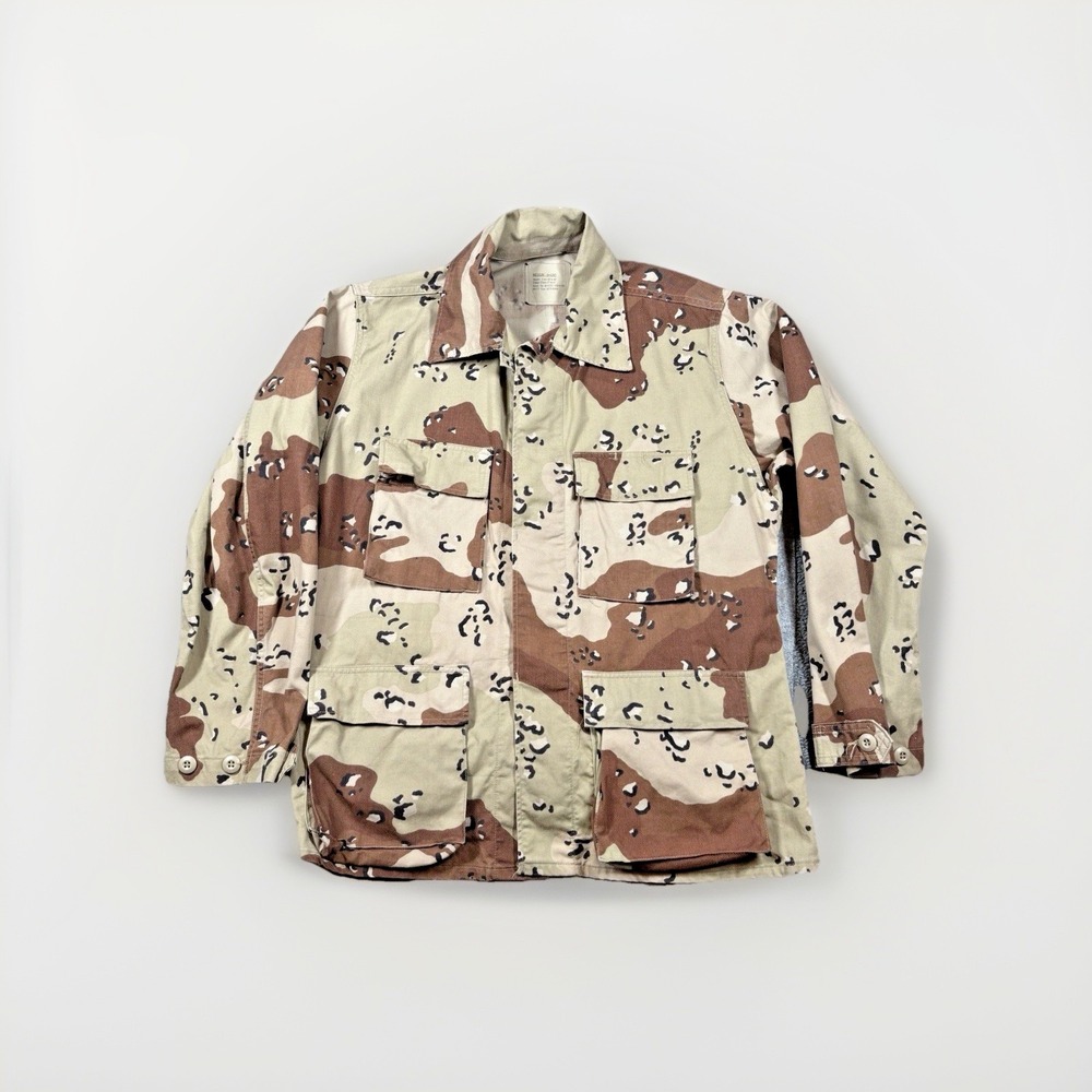 Military Desert Camo Combat Coat Mens Medium Short Tan Chocolate Chip BDU Jacket